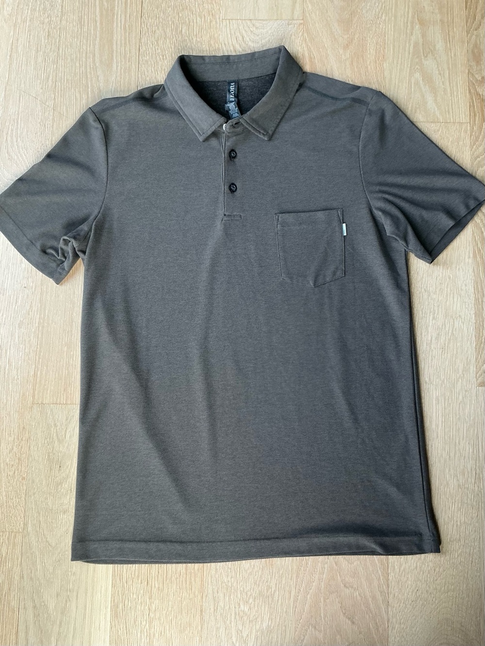 Ace Polo Short Sleeve Shirt With Chest Pocket Marled Charcoal Brown Men’s Medium